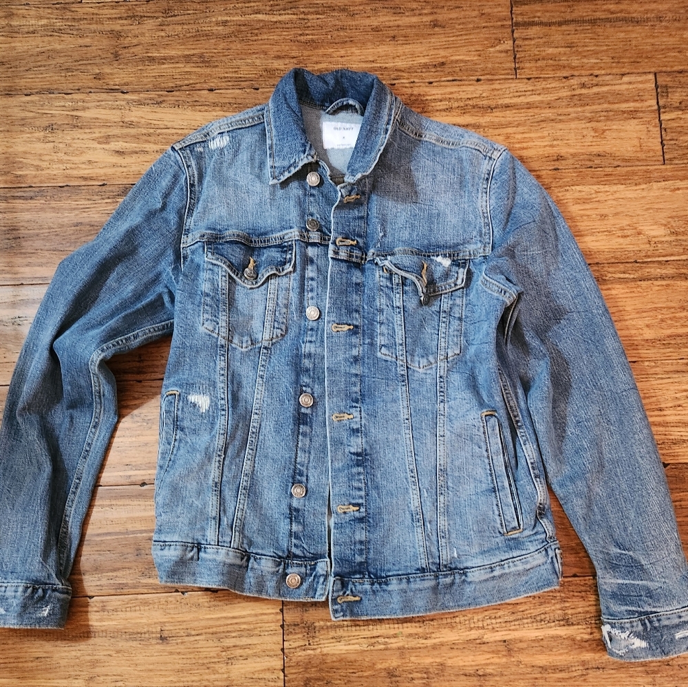 Old Navy Jean Jacket Distressed Light Wash Medium